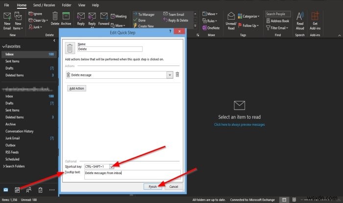아웃룩(Outlook) 빠른 단계(Quick Steps) 생성, 편집, 삭제하는 방법