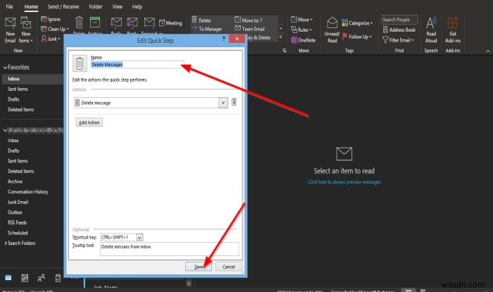 아웃룩(Outlook) 빠른 단계(Quick Steps) 생성, 편집, 삭제하는 방법