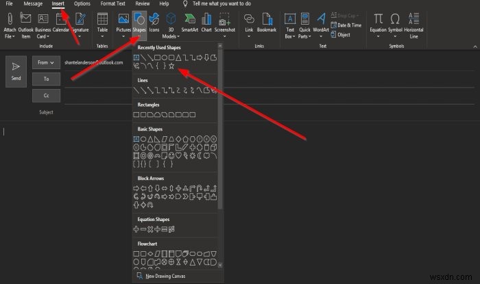 Outlook 이메일 본문에 그림과 도형 삽입하는 방법