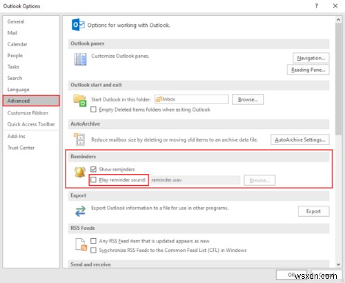 Windows 10 Outlook 앱에서 알림 효과음 켜고 끄는 방법