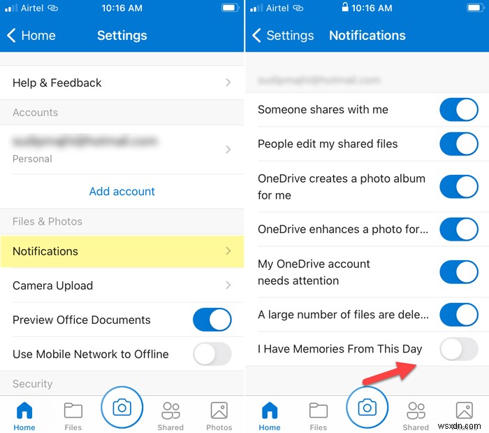 안드로이드와 iOS에서 OneDrive 오늘의 추억 알림 끄는 방법