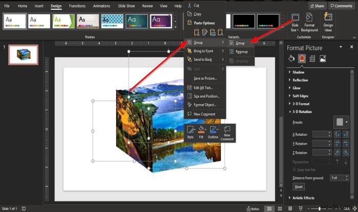 파워포인트(PowerPoint)에서 3D 사진 큐브 만드는 방법