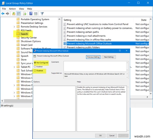 Microsoft Outlook 검색이 비활성화되거나 작동하지 않을 때 해결 방법
