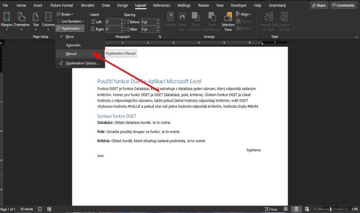 Microsoft Word에서 하이픈 넣기 기능 사용하는 방법