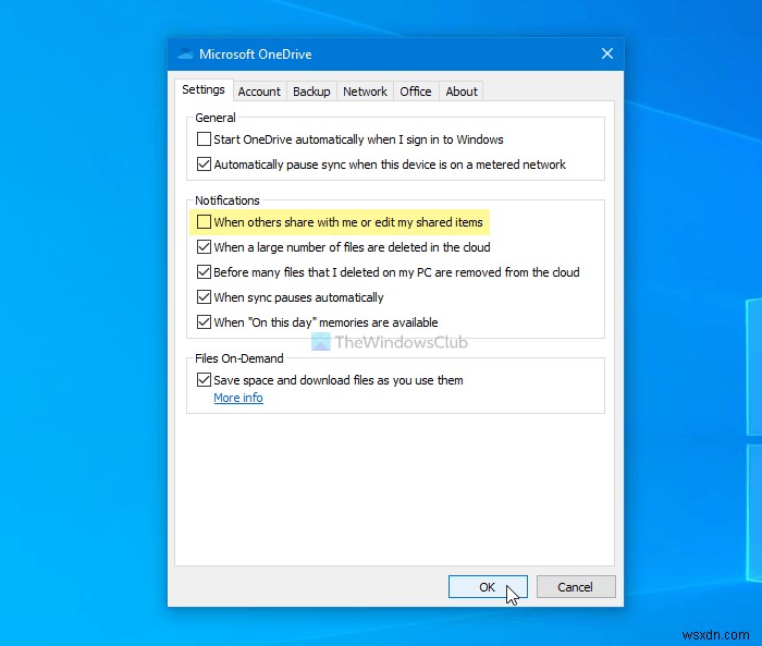 Windows 11/10에서 OneDrive 공유 파일 알림 끄는 방법