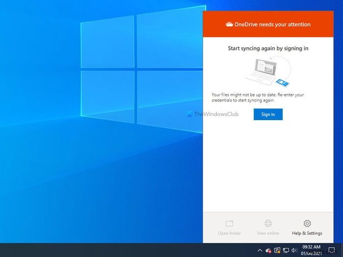 OneDrive 주의가 필요합니다 오류 해결 방법 – 로그인하여 다시 동기화 시작하기