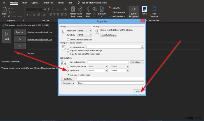 Outlook(아웃룩)에서 이메일 만료 날짜 및 시간을 설정하는 방법