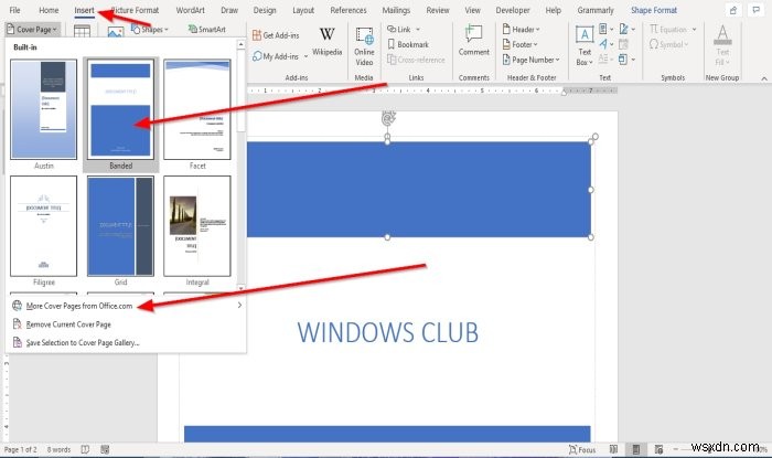 Microsoft Word에서 사용자 지정 표지 페이지 삽입하고 만드는 방법
