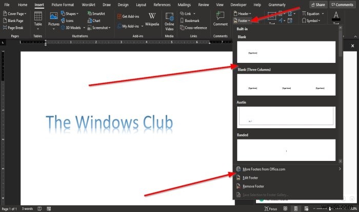 Microsoft Word에서 머리글과 바닥글 삽입하는 방법