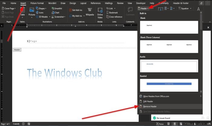Microsoft Word에서 머리글과 바닥글 삽입하는 방법