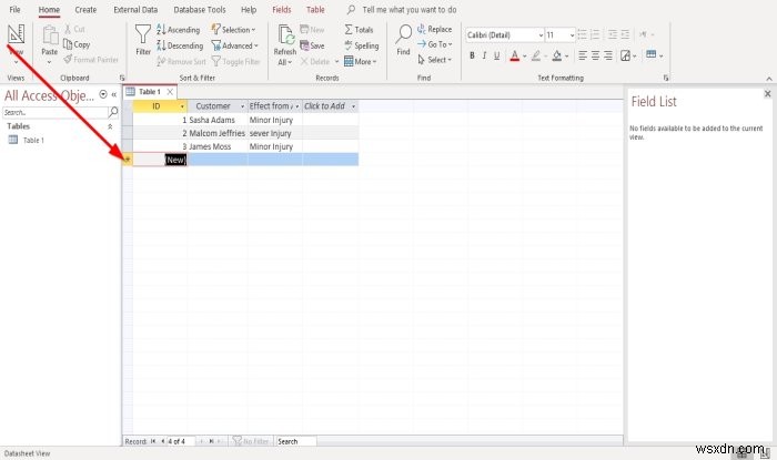 Microsoft Access 데이터베이스에서 레코드 추가·삭제 및 열 크기 조정하는 방법