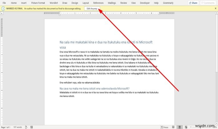 Microsoft Word에서 문서를  최종본으로 표시 하고 해제하는 방법