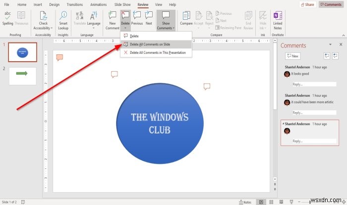 Microsoft PowerPoint 슬라이드에 댓글을 추가하고 관리하는 방법
