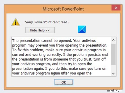 PowerPoint 죄송합니다. 파일을 읽을 수 없습니다 오류 해결 방법 3가지