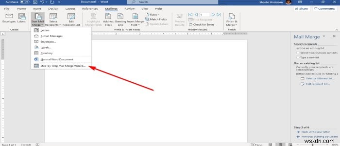 Microsoft Word에서 편지 병합(메일 머지) 사용하는 방법
