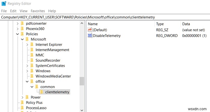 레지스트리 및 그룹 정책으로 Office 365 원격 분석(Telemetry) 제한하는 방법