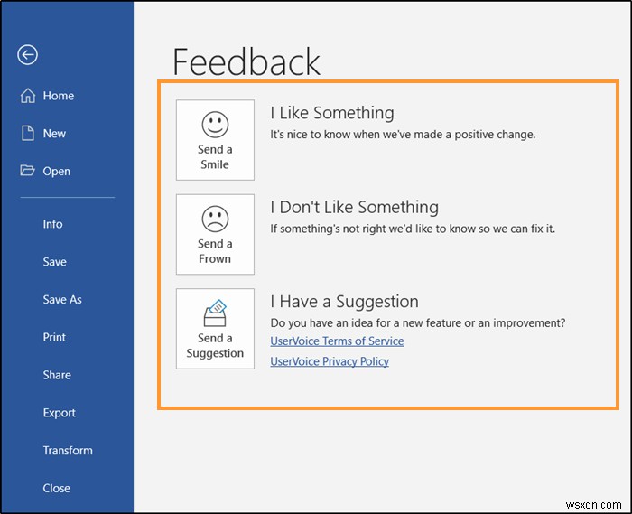 Microsoft Office에 피드백을 보내는 방법