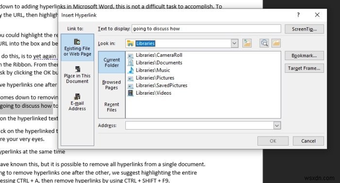 마이크로소프트 워드(Microsoft Word)에서 하이퍼링크 추가 및 제거하는 방법