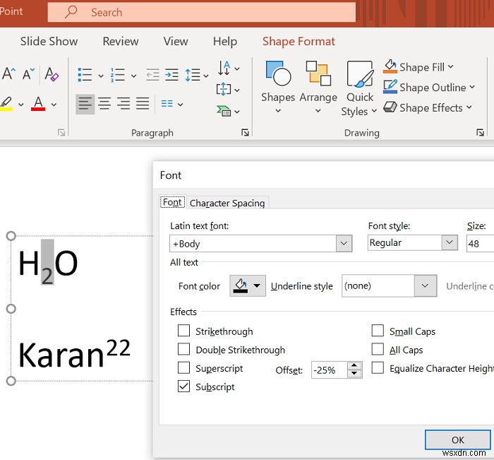 Word, Excel, PowerPoint에서 위 첨자·아래 첨자 서식 지정하는 방법 (단축키 포함)