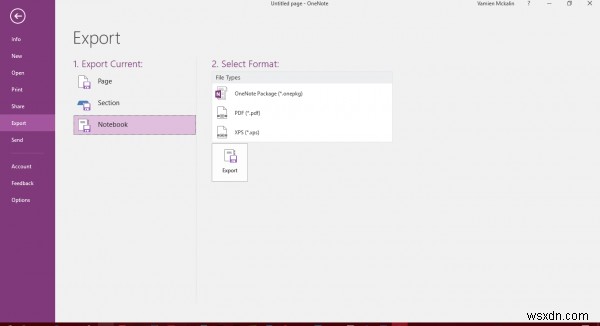 OneNote 파일·노트·전자 필기장을 다른 형식으로 내보내는 방법