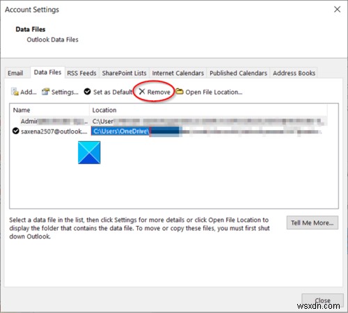 OneDrive에서 Outlook .pst 데이터 파일 삭제하는 방법