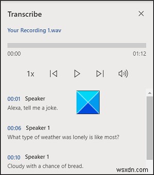 웹용 MS Word 전사(Transcribe) 기능으로 음성을 텍스트로 변환하는 방법