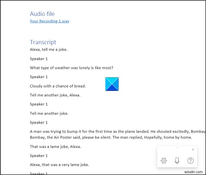 웹용 MS Word 전사(Transcribe) 기능으로 음성을 텍스트로 변환하는 방법