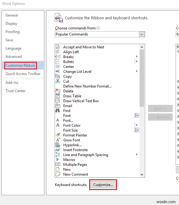 마이크로소프트 워드(Microsoft Word)에서 키보드 단축키를 사용자 지정하는 방법