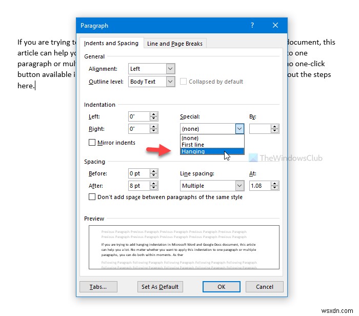 Microsoft Word와 Google Docs에서 내어쓰기 설정하는 방법