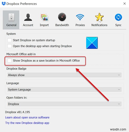 Microsoft Office에 Dropbox를 클라우드 저장 위치로 추가하는 방법
