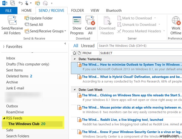 Windows 11/10 Outlook에 RSS 피드 추가하고 가져오는 방법