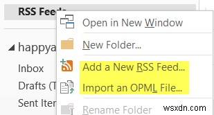 Windows 11/10 Outlook에 RSS 피드 추가하고 가져오는 방법