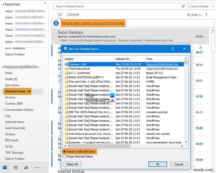 Outlook 지운 편지함 폴더에서 삭제된 이메일 복구하는 방법