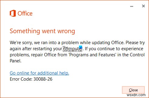 Windows 11/10에서 Office 앱 업데이트 오류 코드 30088-26 해결 방법