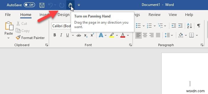 Microsoft Office 앱에서 패닝 핸드 기능 활성화하고 사용하는 방법