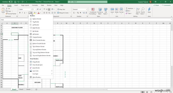엑셀(Excel)로 간단한 평면도 디자인하는 방법