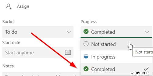 Microsoft Planner에서 작업 진행률 설정 및 업데이트하는 방법