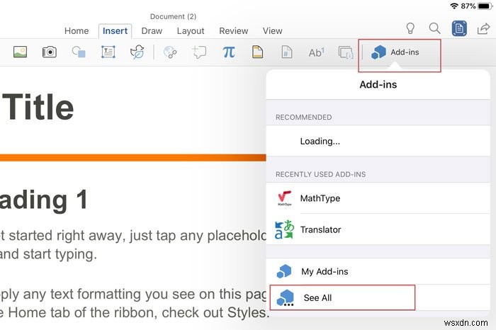 iPad용 Microsoft Word와 Excel에서 추가 기능(Add-in)을 설치하고 활용하는 완벽 가이드
