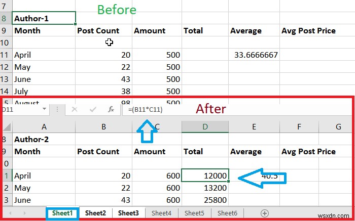 엑셀(Excel)에서 워크시트 그룹화하는 방법 – 한 번의 작업으로 모든 시트에 동시에 적용하기