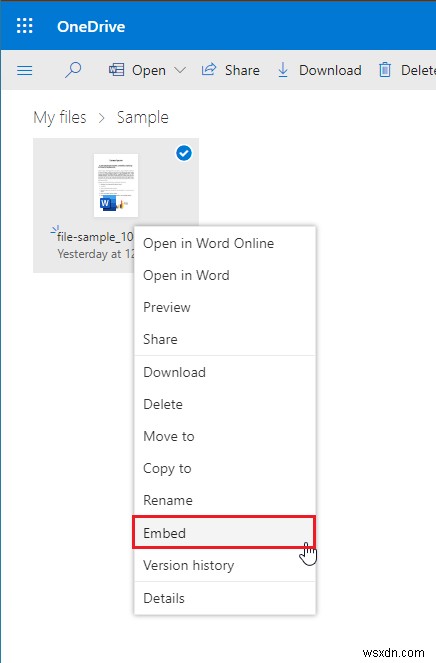 OneDrive로 웹사이트에 Word 문서 삽입하는 방법