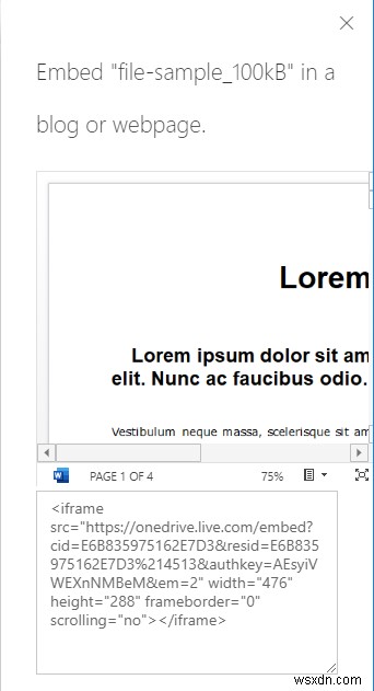 OneDrive로 웹사이트에 Word 문서 삽입하는 방법