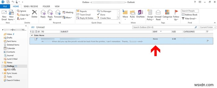 Microsoft Outlook 보낼 편지함에 걸린 이메일 전송하는 방법