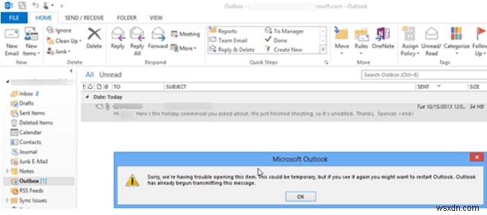 Microsoft Outlook 보낼 편지함에 걸린 이메일 전송하는 방법