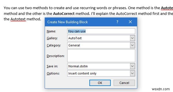 마이크로소프트 워드에서 상용구(AutoText) 항목을 만들고 활용하는 방법