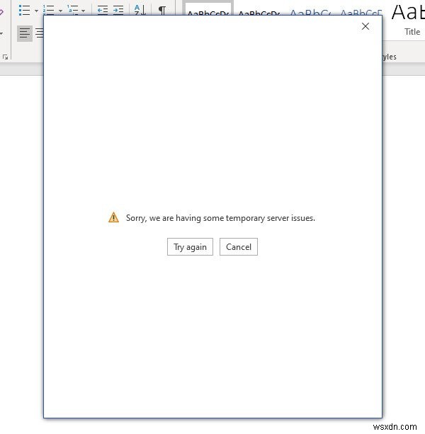 Office 365 죄송합니다. 일시적인 서버 문제가 있습니다 오류 해결 방법