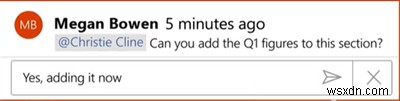 Office 365 앱에서 @멘션으로 댓글에 사람 태그하고 피드백 받는 방법