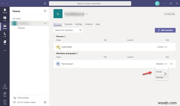 Microsoft Teams에서 멤버 역할 변경 및 구성원 제거하는 방법