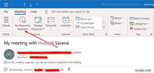 Outlook 모임 초대에서 수락·미정·거절 응답 옵션이 표시되지 않을 때 해결 방법