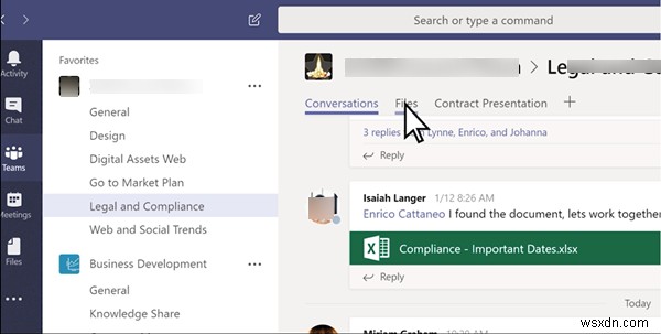 Microsoft Teams에서 업로드한 파일을 탭으로 변환하는 방법