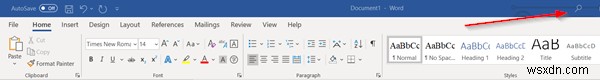 Office 365 제목 표시줄에서 검색창 숨기거나 최소화하는 방법